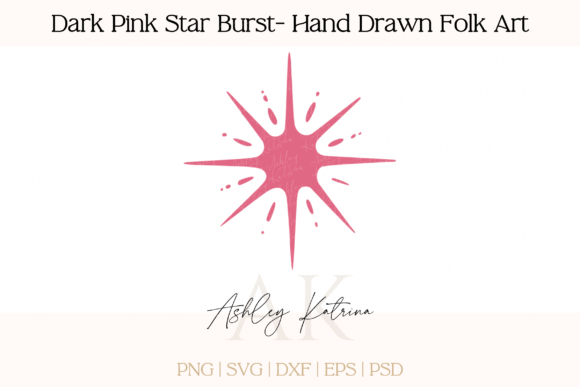 Download Dark Pink Star Burst-Hand Drawn Folk Art - Dark pink Collection