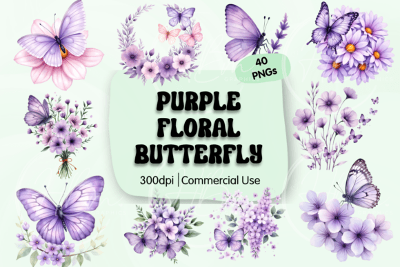 Download Purple Floral Butterfly Clipart - Floral Collection