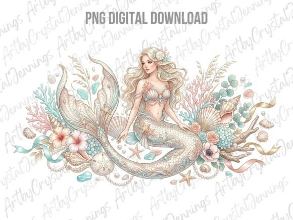Download Fantasy Boho Mermaid Floral PNG - Floral Collection