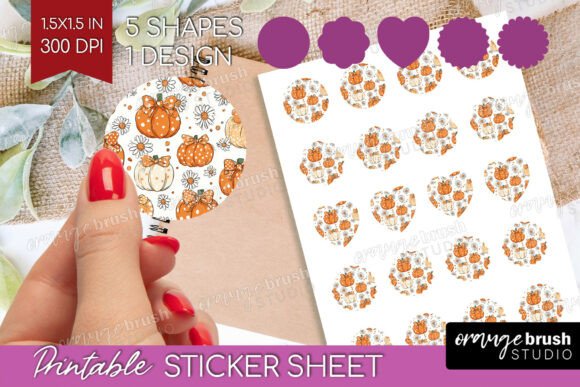 Download Coquette Pumpkin Printable Sticker Sheet - Premium Bundle