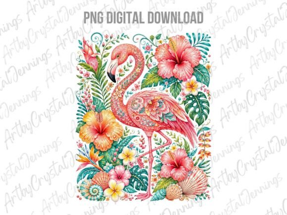 Download Tropical Flamingo Summer Floral PNG - Floral Collection