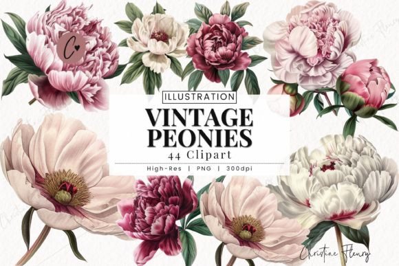 Download Vintage Peonies Clipart, Floral PNG - Floral Collection