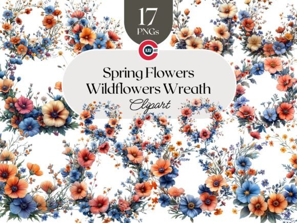 Download Floral Garland of Spring Wildflowers - Floral Collection