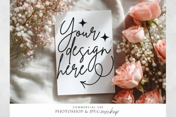 Download Pink Floral 5x7 Linen Card Mockup - Floral Collection