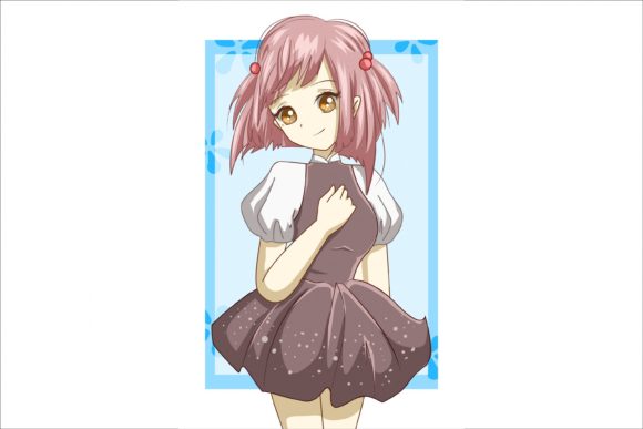 Download Cute Girl Pink Hair with Dark Pink Dress - Dark pink Collection