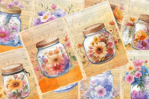 Download Pack of Floral Jar Autumn Junk Journals - Floral Collection