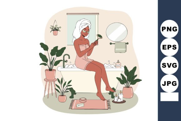 Download Woman Enjoying Self Care Routine in Bath - Self care routine Collection
