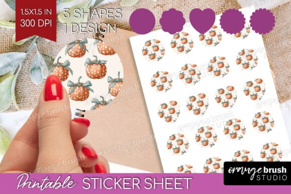 Download Coquette Pumpkin Printable Sticker Sheet - Premium Resources