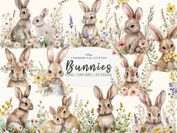 Download Baby Bunny Clipart, Floral Bunny Png - Floral Collection