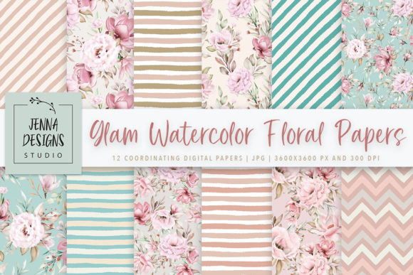 Download Glam Watercolor Florals Paper Pack - Floral Collection
